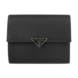 PRADA プラダ 三つ折り財布 1M0170 ナイロン レザー ブラック 【本物保証】