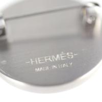 HERMES エルメス ブローチ クロコダイル メタル アイボリー シルバー【本物保証】