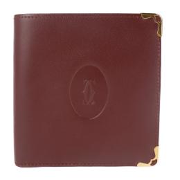 CARTIER カルティエ 二つ折り財布 73184192 レザー ボルドー 【本物保証】