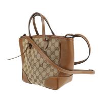 GUCCI グッチ ハンドバッグ 353121 キャンバス レザー ブラウン ベ【本物保証】