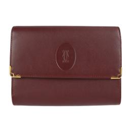 CARTIER カルティエ 三つ折り財布 L3000087 カーフ ボルドー 【本物保証】