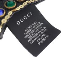 GUCCI グッチ 手袋 513835 パイソン レザー カラーストーン ブラッ【本物保証】