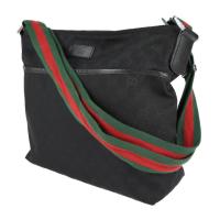 GUCCI グッチ ショルダーバッグ 189751 GGキャンバス レザー ブラ【本物保証】