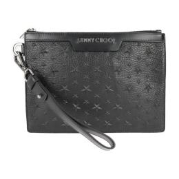 JIMMY CHOO ジミーチュウ セカンドバッグ レザー ブラック 【本物保証】