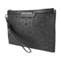 JIMMY CHOO ジミーチュウ セカンドバッグ レザー ブラック 【本物保証】