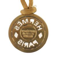 HERMES エルメス ネックレス メタル ライトブラウン ゴールド ライトブラ【本物保証】