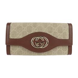 GUCCI グッチ 長財布 282431 GGキャンバス レザー ベージュ ブラ【本物保証】