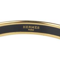 HERMES エルメス バングル メタル 七宝 ブラック ゴールド【本物保証】