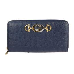 GUCCI グッチ 長財布 570661 オーストリッチ ネイビー 【本物保証】