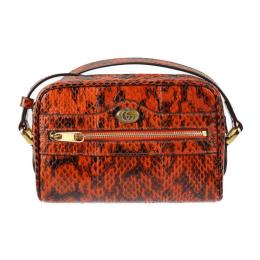 GUCCI グッチ ショルダーバッグ 517350 パイソン オレンジ ブラック【本物保証】