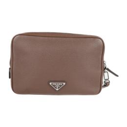 PRADA プラダ セカンドバッグ 2VF007 レザー ブラウン シルバー金具【本物保証】