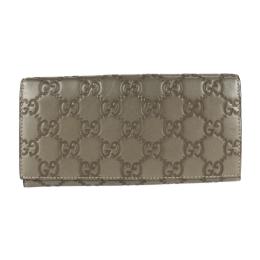 GUCCI グッチ 長財布 146229 シマレザー カーキ系 【本物保証】