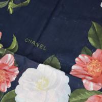 CHANEL シャネル スカーフ シルク52% カシミヤ48% ネイビー マルチ【本物保証】