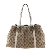 GUCCI グッチ トートバッグ 232957 キャンバス ベージュ ホワイト【本物保証】