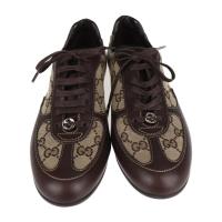 GUCCI グッチ スニーカー 164183 GGキャンバス レザー ベージュ 【本物保証】