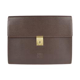 LOEWE ロエベ クラッチバッグ レザー ブラウン ゴールド金具【本物保証】