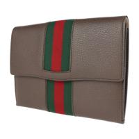 GUCCI グッチ クラッチバッグ 489619 レザー ダークブラウン 【本物保証】