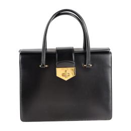 PRADA プラダ ハンドバッグ B2725C ボックスカーフ ブラック イエロ【本物保証】