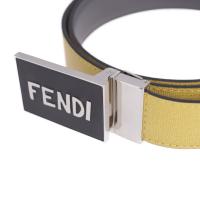 FENDI フェンディ ベルト 7C0358 カーフレザー イエロー グレー【本物保証】