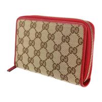 GUCCI グッチ 二つ折り財布 420113 キャンバス ベージュ レッド【本物保証】