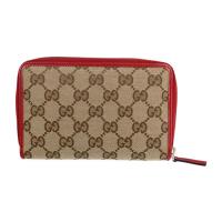 GUCCI グッチ 二つ折り財布 420113 キャンバス ベージュ レッド【本物保証】