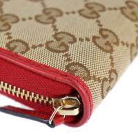 GUCCI グッチ 二つ折り財布 420113 キャンバス ベージュ レッド【本物保証】