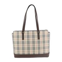 BURBERRY バーバリー トートバッグ キャンバス レザー ベージュ ブラウ【本物保証】