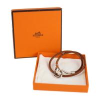 HERMES エルメス ブレスレット レザー メタル ブラウン シルバー金具【本物保証】