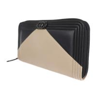 CHANEL シャネル 長財布 A80815 レザー ブラック ベージュ【本物保証】