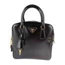 PRADA プラダ ハンドバッグ BL0864 エナメル加工レザー NERO ブ【本物保証】