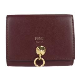 FENDI フェンディ カードケース 8M0217 レザー ボルドー系 ゴールド【本物保証】