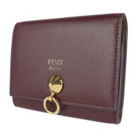 FENDI フェンディ カードケース 8M0217 レザー ボルドー系 ゴールド【本物保証】