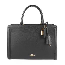 COACH コーチ ハンドバッグ F88037 レザー ブラック ゴールド金具【本物保証】