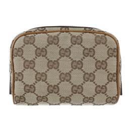 GUCCI グッチ ポーチ 120978 GGキャンバス レザー ベージュ ブラ【本物保証】