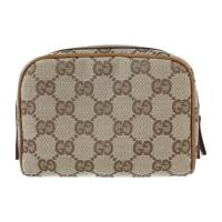 GUCCI グッチ ポーチ 120978 GGキャンバス レザー ベージュ ブラ【本物保証】