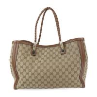 GUCCI グッチ トートバッグ 269945 GGキャンバス レザー ベージュ【本物保証】