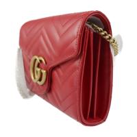 GUCCI グッチ ショルダーバッグ 474575 レザー レッド アンティーク【本物保証】