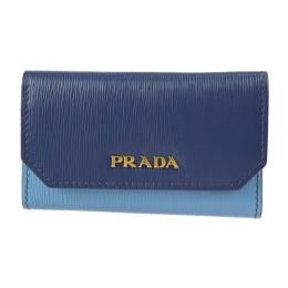 PRADA プラダ キーケース 1PG222 レザー ブルー系 ゴールド金具【本物保証】