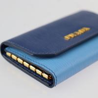 PRADA プラダ キーケース 1PG222 レザー ブルー系 ゴールド金具【本物保証】