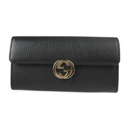 GUCCI グッチ 二つ折り財布 615524 レザー ブラック ゴールド金具【本物保証】