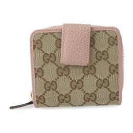 GUCCI グッチ 二つ折り財布 346056 GGキャンバス レザー ベージュ【本物保証】