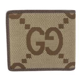 GUCCI グッチ 二つ折り財布 699314 GGキャンバス レザー ベージュ【本物保証】