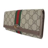 GUCCI グッチ 長財布 546592 PVC レザー ベージュ エボニー【本物保証】