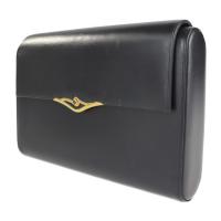 CARTIER カルティエ クラッチバッグ レザー ダークネイビー ゴールド金具【本物保証】